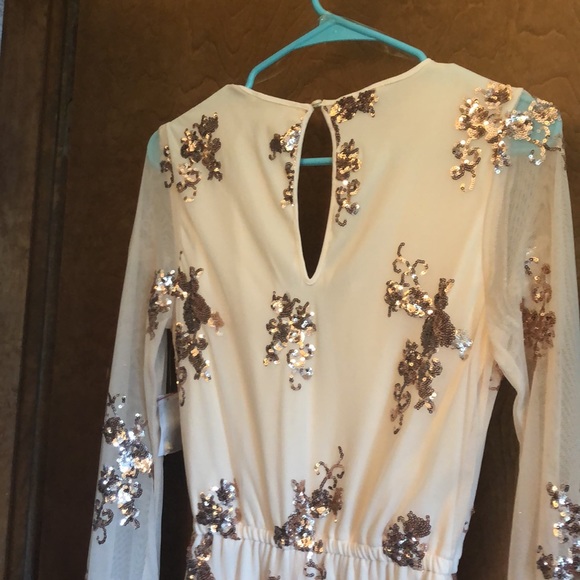 Charlotte Russe nude Sheer sequin romper - Picture 5 of 7